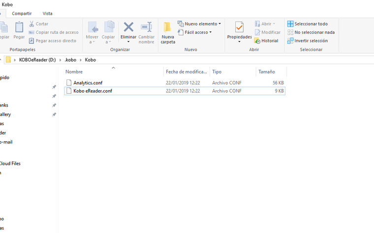 exportar notas kobo fichero config